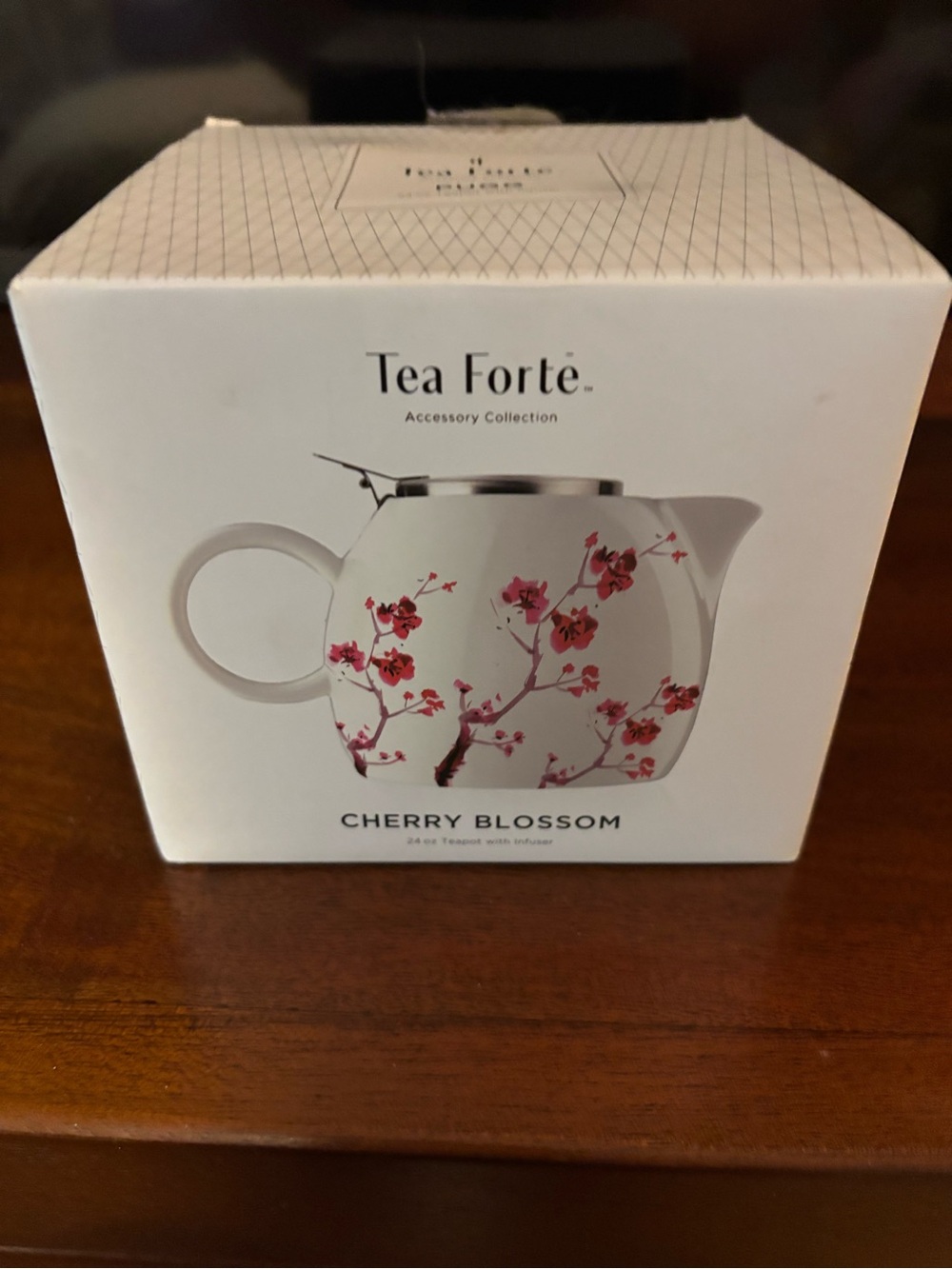 Tea Forté Cherry Blossom White and Pink Teapot - Ceramic Infuser